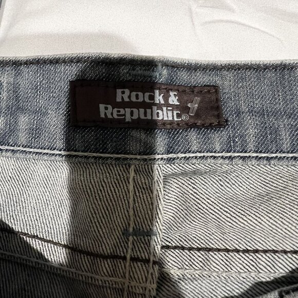 Rock & Republic Womens Distressed Straight-Leg Jeans Size 27 Blue Denim - Picture 5 of 10